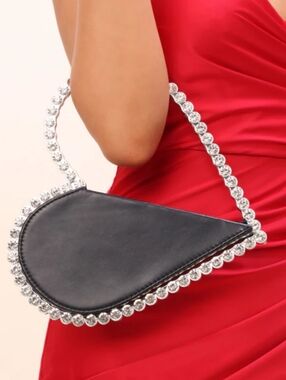 Azalea Wang-Open Heart Rhinestone Bling Clutch - Handbag (Black 🖤)